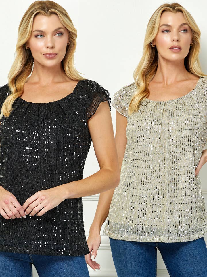 MOONLIGHT GLEAM PLEATED FLUTTER BLOUSE and other Purchase Wholesale flutter sleeve. Free Returns & Net 60 Terms on Faire trending on Faire.