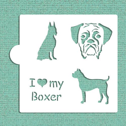 Designer Stencils - Wholesale Stencil/Craft Die - I Love my Boxer Cookie and Craft Stencil