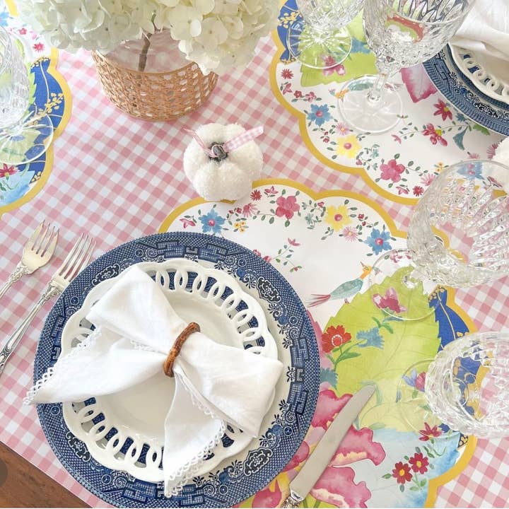 Lucy Grymes Designs - Wholesale Disposable Placemat - Tobacco Leaf Scalloped Paper Placemats | Set of 24