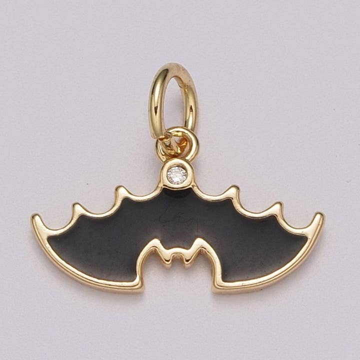 Black Bat Charm Enamel Animal for Halloween Inspired Pendant Halloween Jewelry Inspired, M-856 for wholesale by Aim Eternal