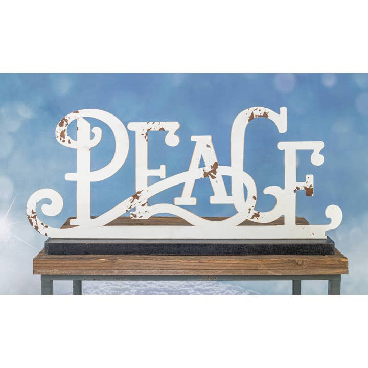 Rustic Christmas White Peace Tabletop for wholesale by Hanna's Handiworks