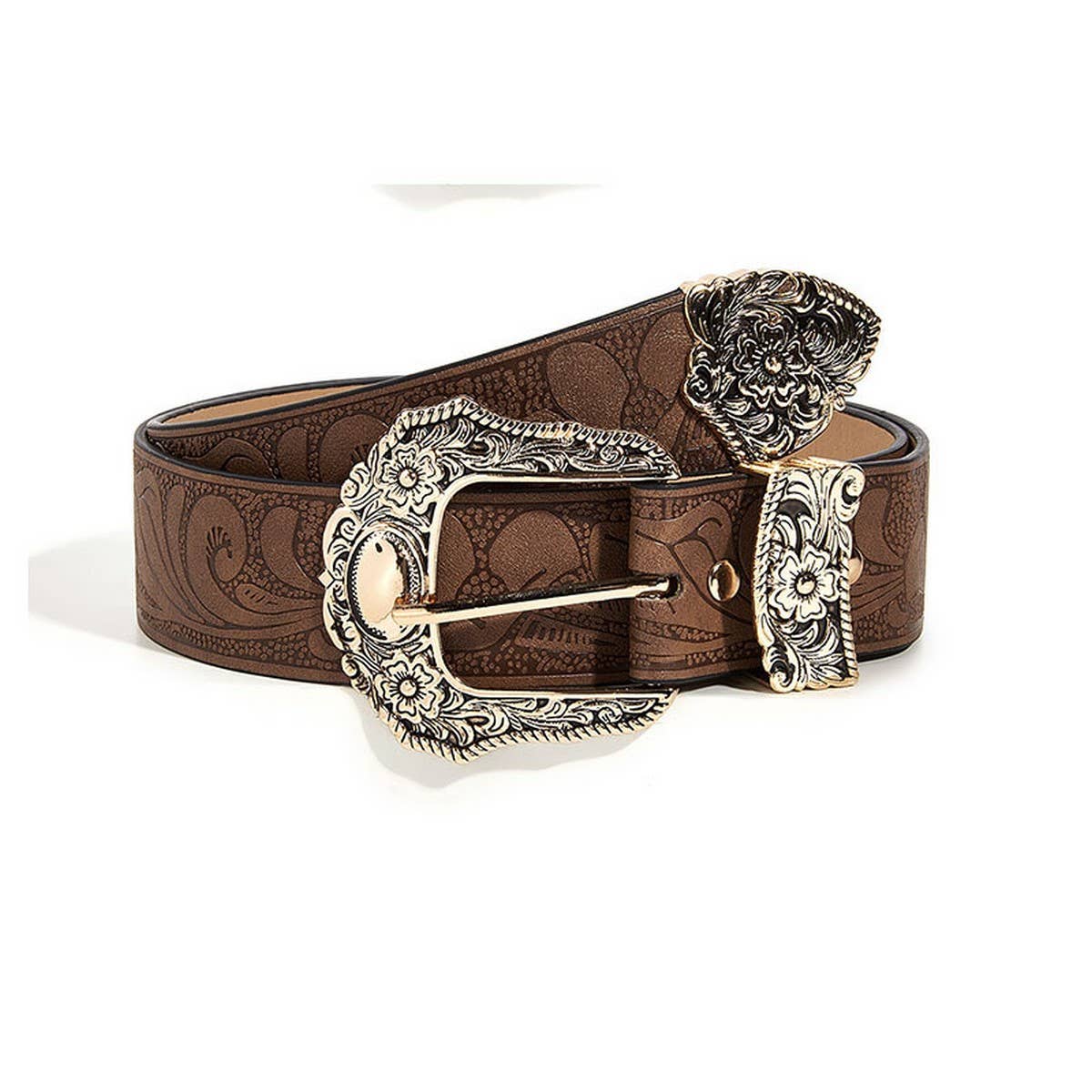 NINEXIS - Wholesale Belt - Women's - CWABE0548_BROWN TEXTURED PRINTED BELT0