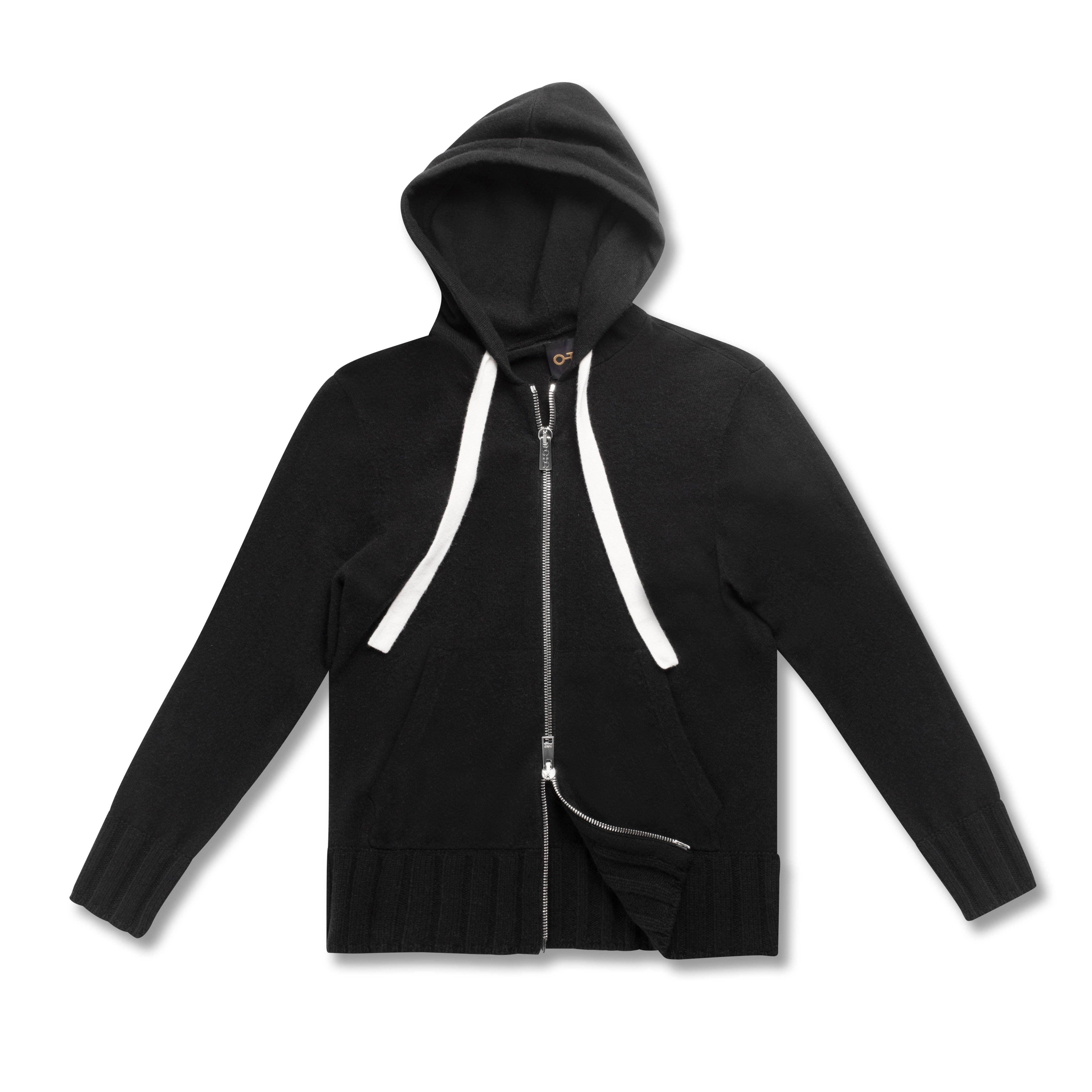 noir Sweat à Capuche Zippé en Mélange de Cachemire (Noir) en vente sur Faire2