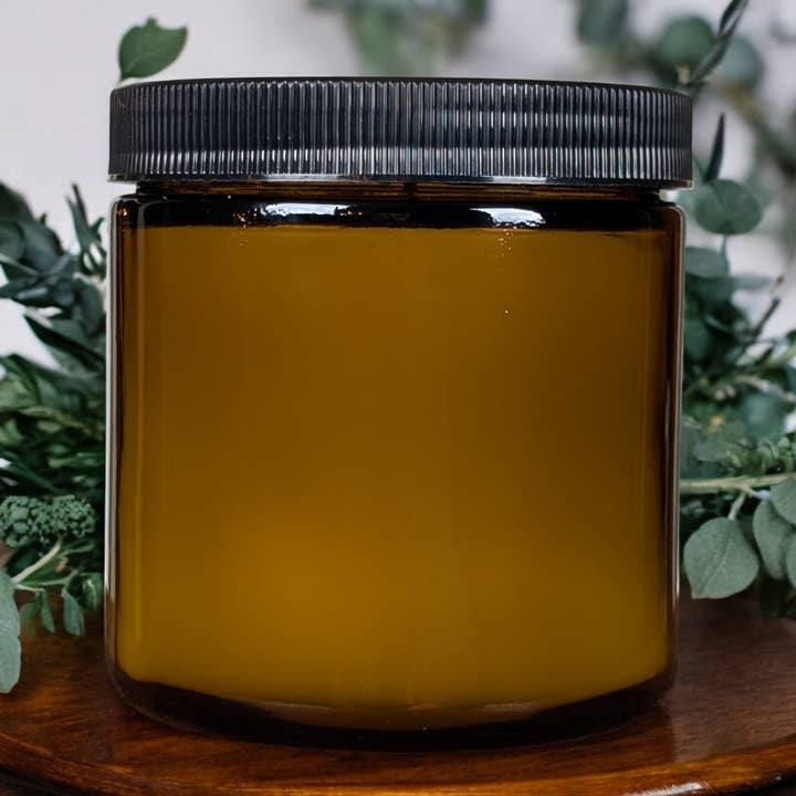 Rosemary Sage Luxury Coconut Wax Candle Amber Glass Jar 12oz for wholesale by The Forest Deep