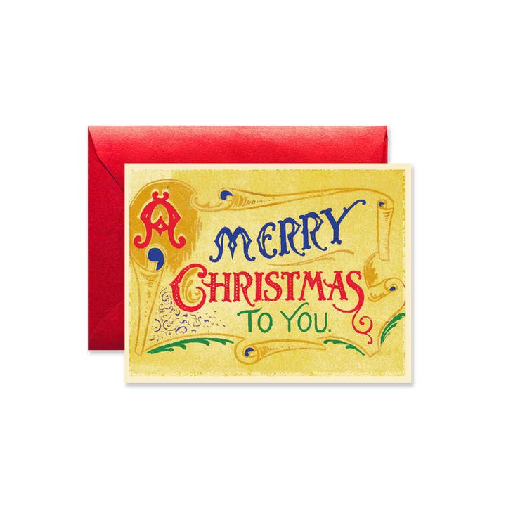 Ben's Garden - Wholesale Christmas Card - Vintage "A Merry Christmas To You" Blank A7 Greeting Card