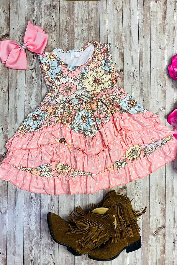 luluclothes - Wholesale Dress - Kids - 12413MZ Pastel multicolor floral ruffle girls dress1