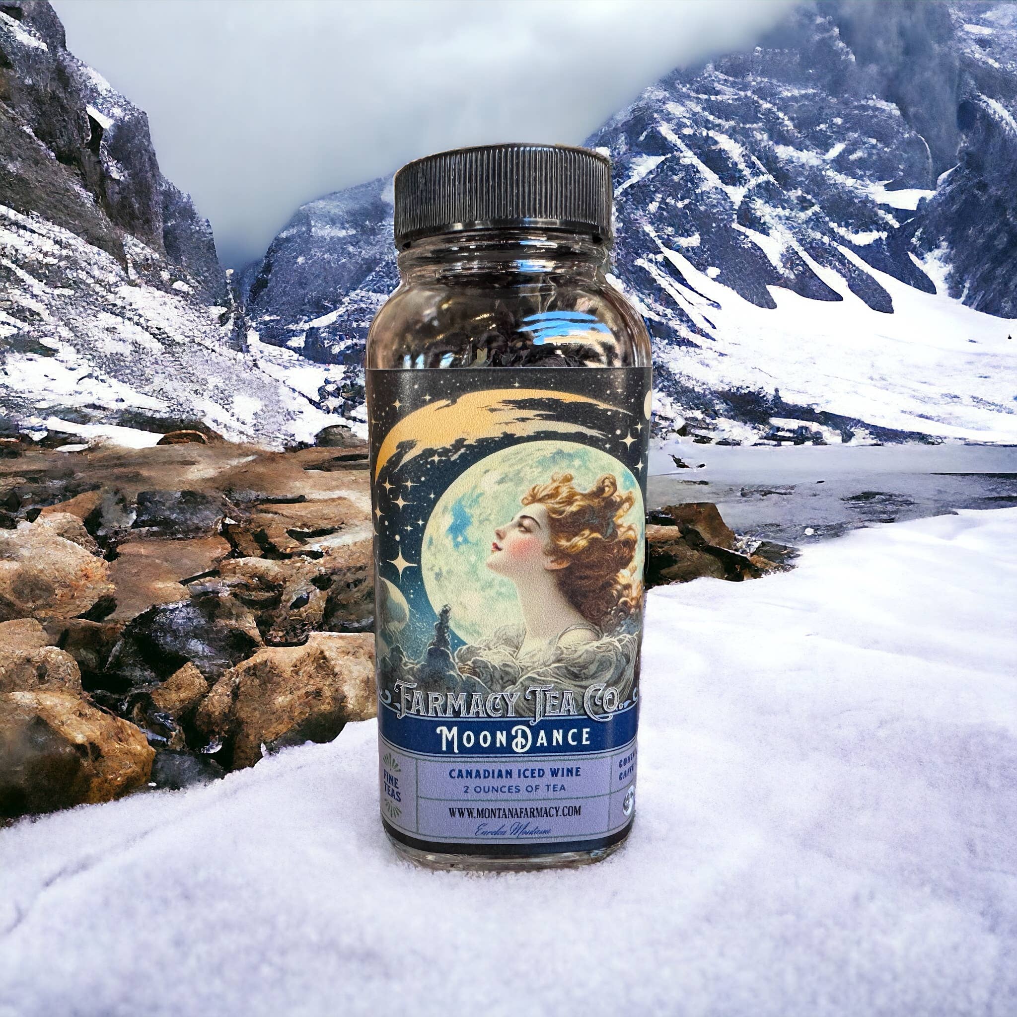 Montana Farmacy - Wholesale Loose Tea - Moondance Moonlight Iced Wine Delightful Tea in glass jar3