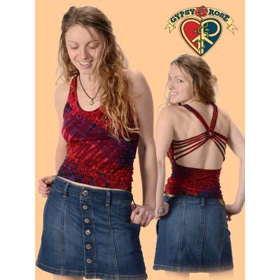 Tye Dye Sun Ray Strings Back Spandex Blend Tank Top for wholesale by Gypsy Rose