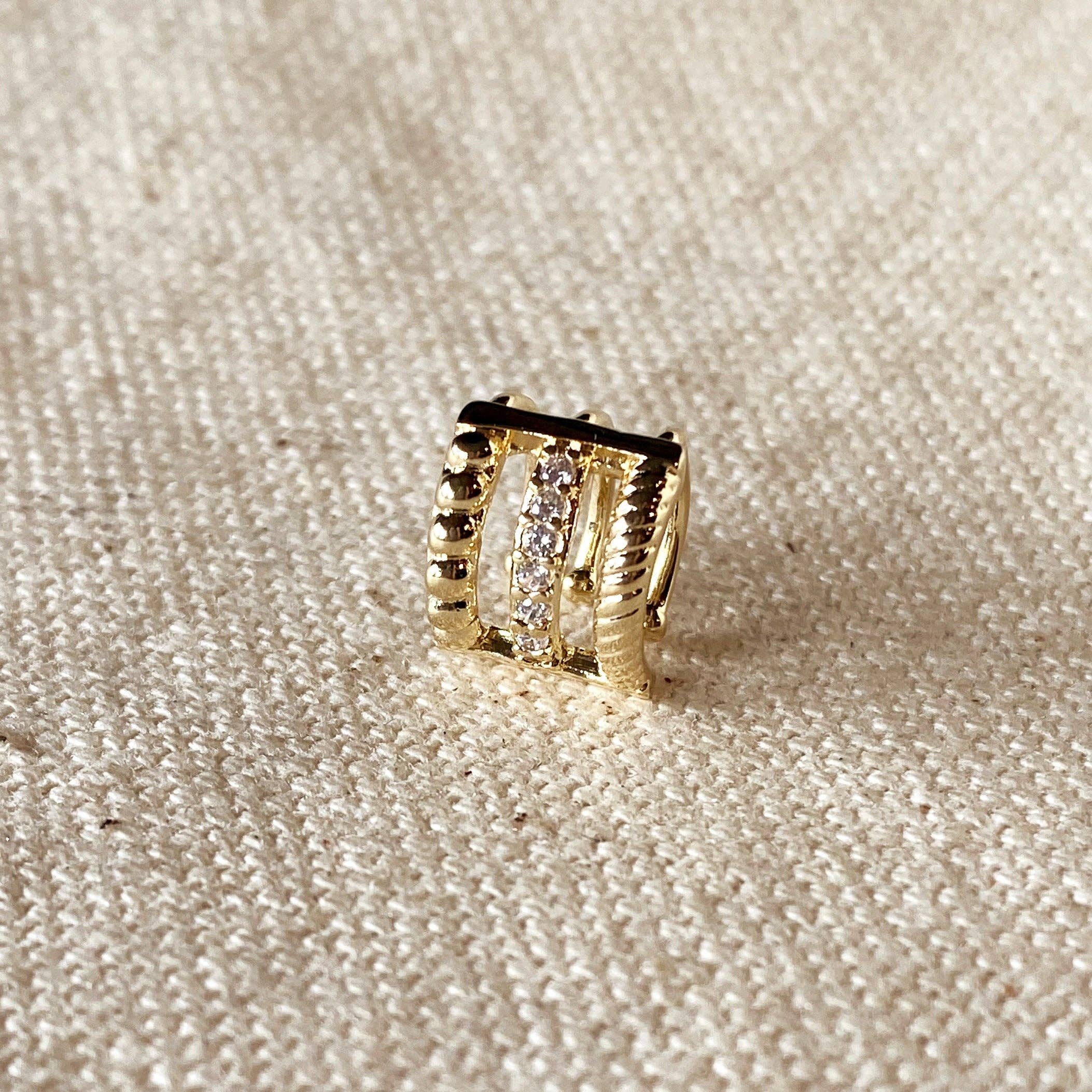 GoldFi – wholesale Earcuff-örhängen – 18 k guld fylld 3 i 1 öra manschetten örhängen med Cubic Zirconia detalj0