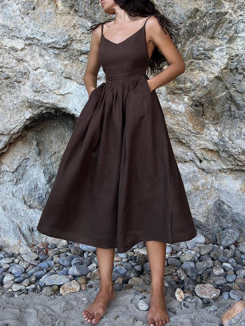 alberalkirk - Wholesale Dress - Women's - Womens Cotton Back Tie Dress N25Z2721