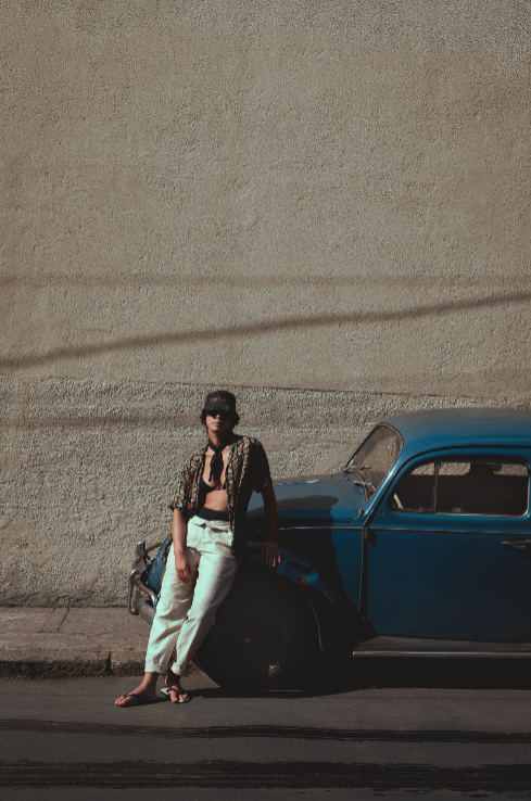 Multi celestial satin hand-printed shirt for wholesale on Faire3