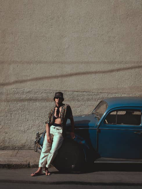 Multi celestial satin hand-printed shirt for wholesale on Faire3