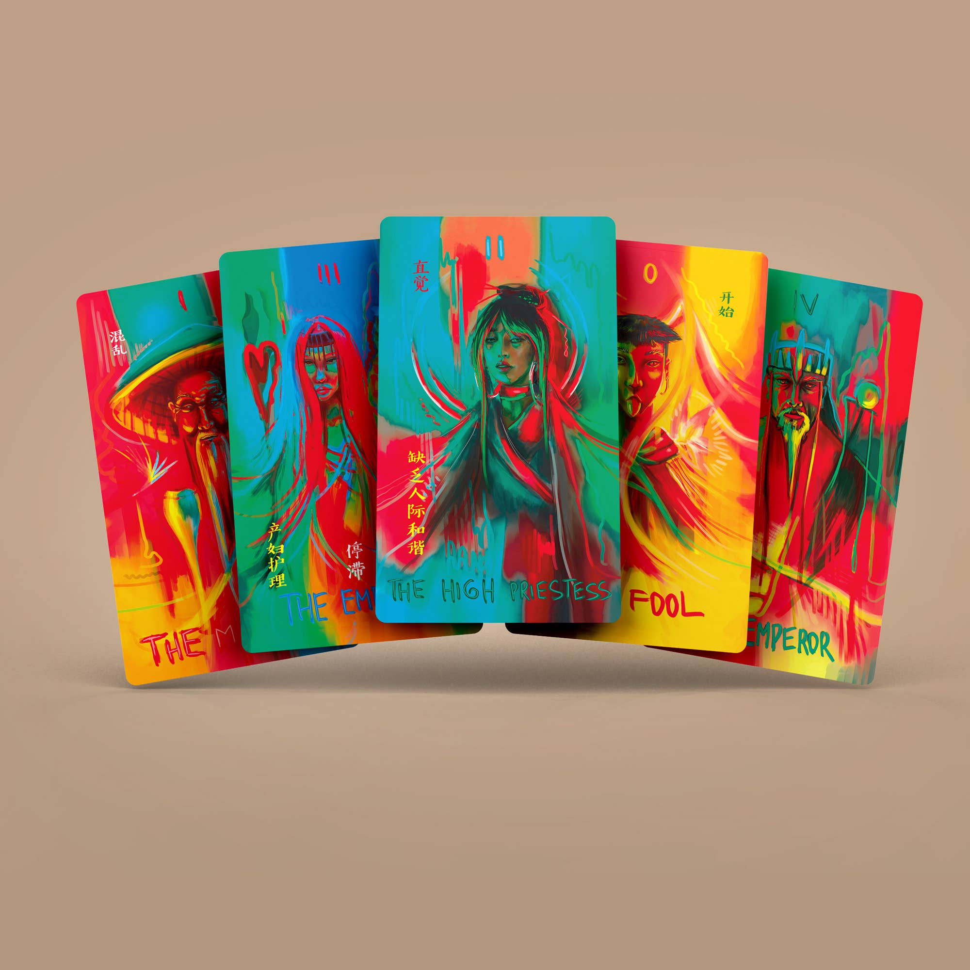 Darksynevyr – wholesale Tarot-kort – Darksynevyr Neon Tarot 78-kortslek, standardstorlek 120 x 65 mm11