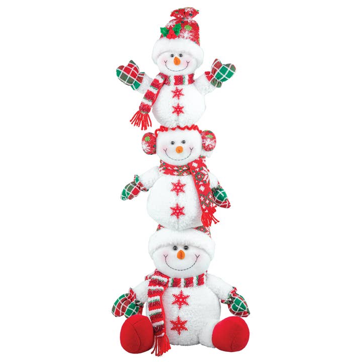 Hanna's Handiworks - Wholesale Decorative Tabletop Object - Cranberry Christmas Snowman Stacker