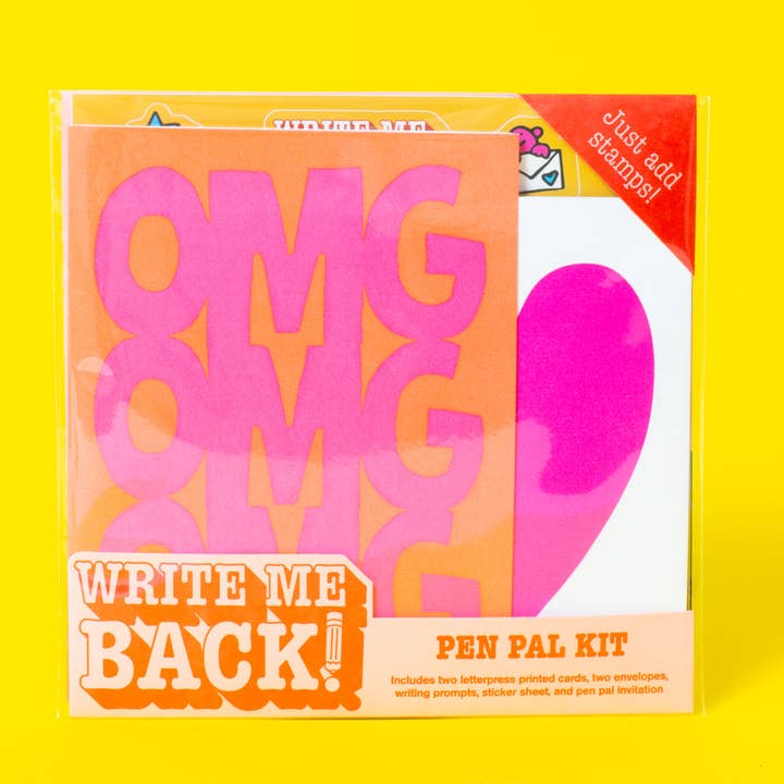 Egg Press Manufacturing - Wholesale Stationery/Notecard Set - OMG + Heart Letter Writing Write Me Back Pen Pal Kit