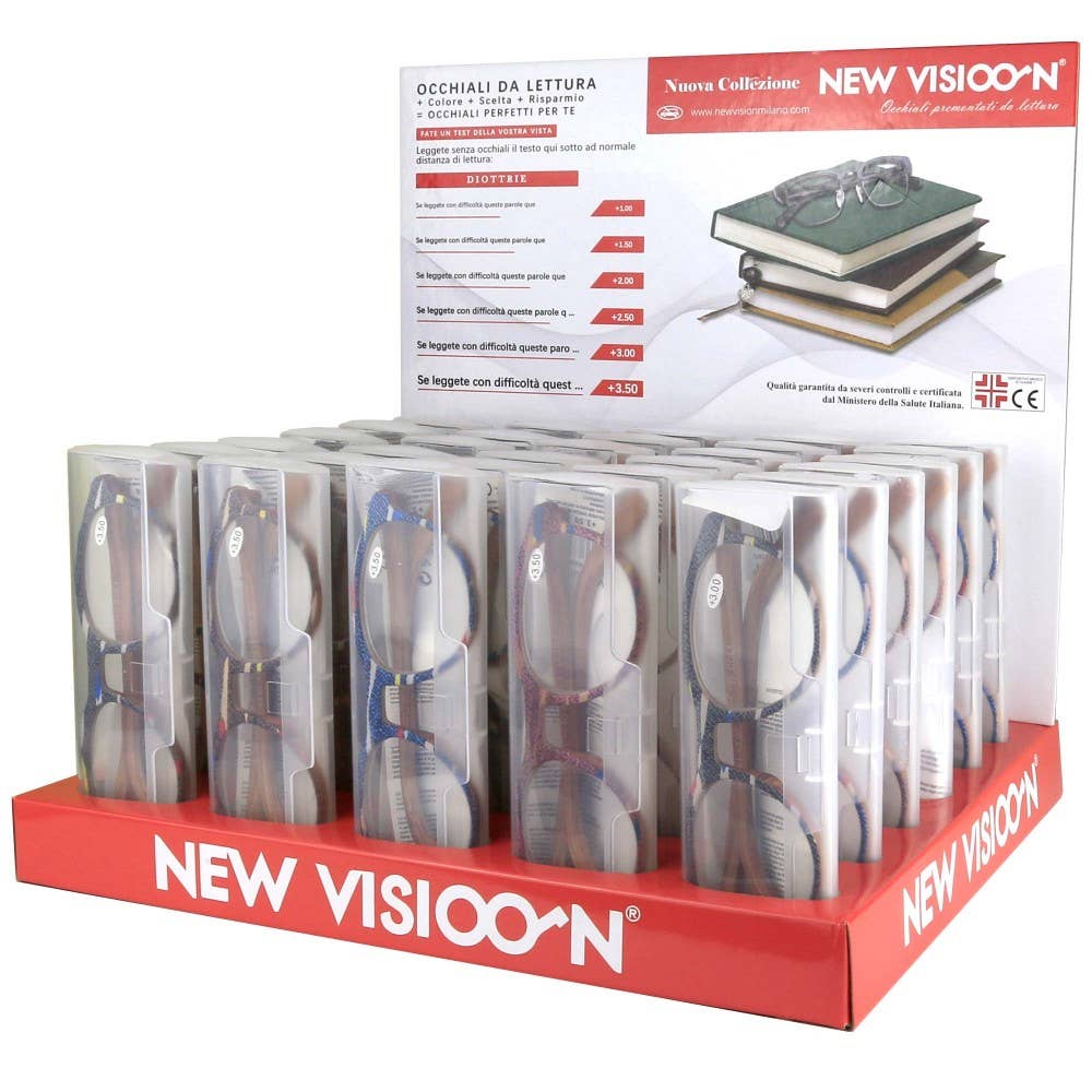 NEW VISION MILANO SRL - Wholesale Retailerdispay - Complete toonbankdisplay met 30 leesbrillen - rood12