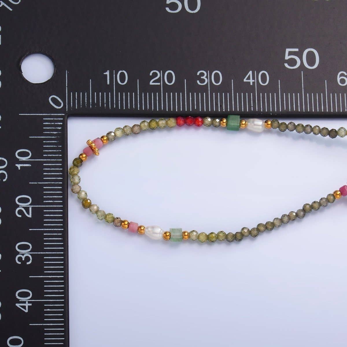 Aim Eternal – Engroshandel Choker/colliers – Halskæde i rustfrit stål med grøn-rød natursten, 15 tommer choker | WA-30982