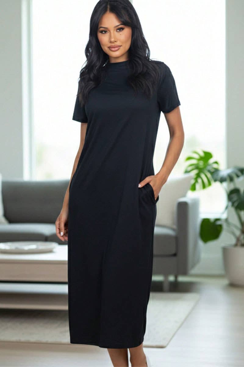 CAPELLA APPAREL - Wholesale Dress - Women's - Side Pocket Tee Dress0