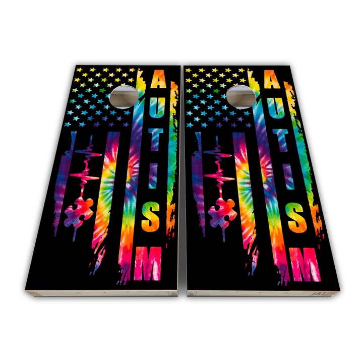 Autisme Cornhole Wraps - Cornhole Wraps - Cornhole Skins - Vinyl Wrap - Lamineret Sæt for engroshandel hos Cornhole Stop, LLC
