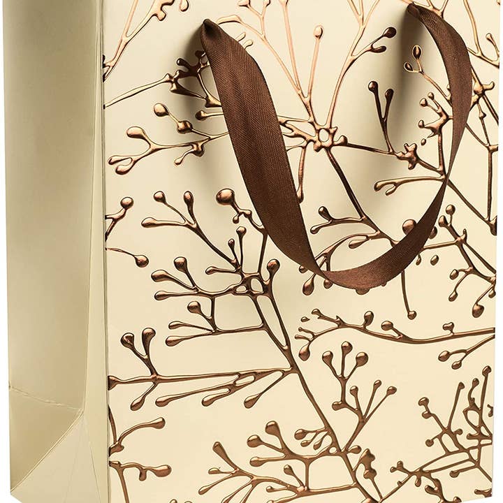 Floral Stems Design Foil Stamped Gift Bags - Gold for wholesale by Hammont