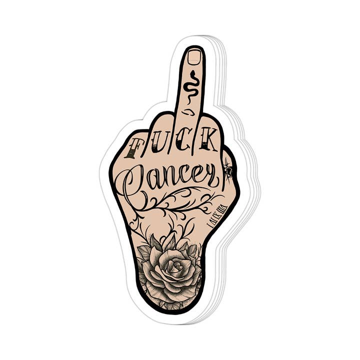 Twisted Wares - Wholesale Sticker - Fuck Cancer (Masculine) Vinyl Sticker 10 Pack