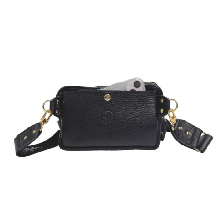 Beaudin Wholesale - Wholesale Belt Bag - Women's - Bella Belt Bag In Black Leather | Upcycled LV4