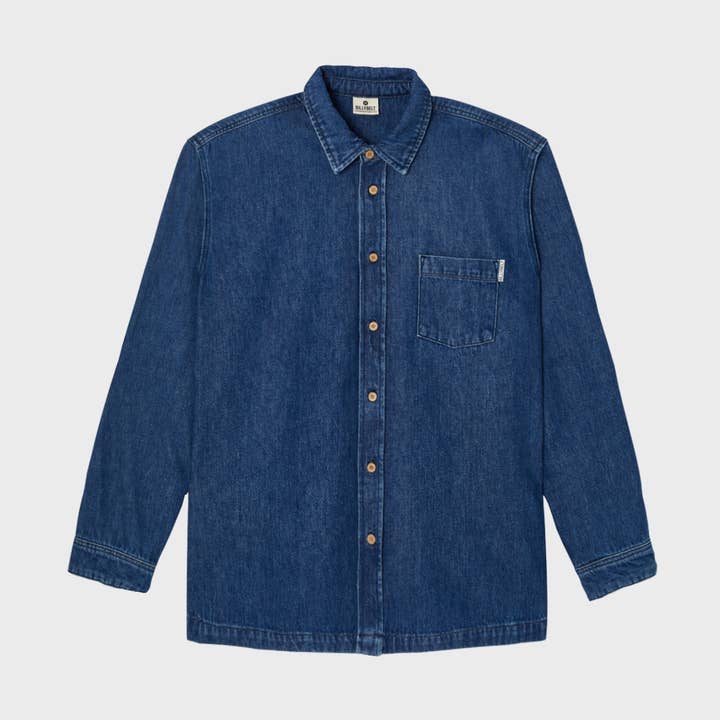 Denim overshirt i stone blue for engroshandel hos BILLYBELT