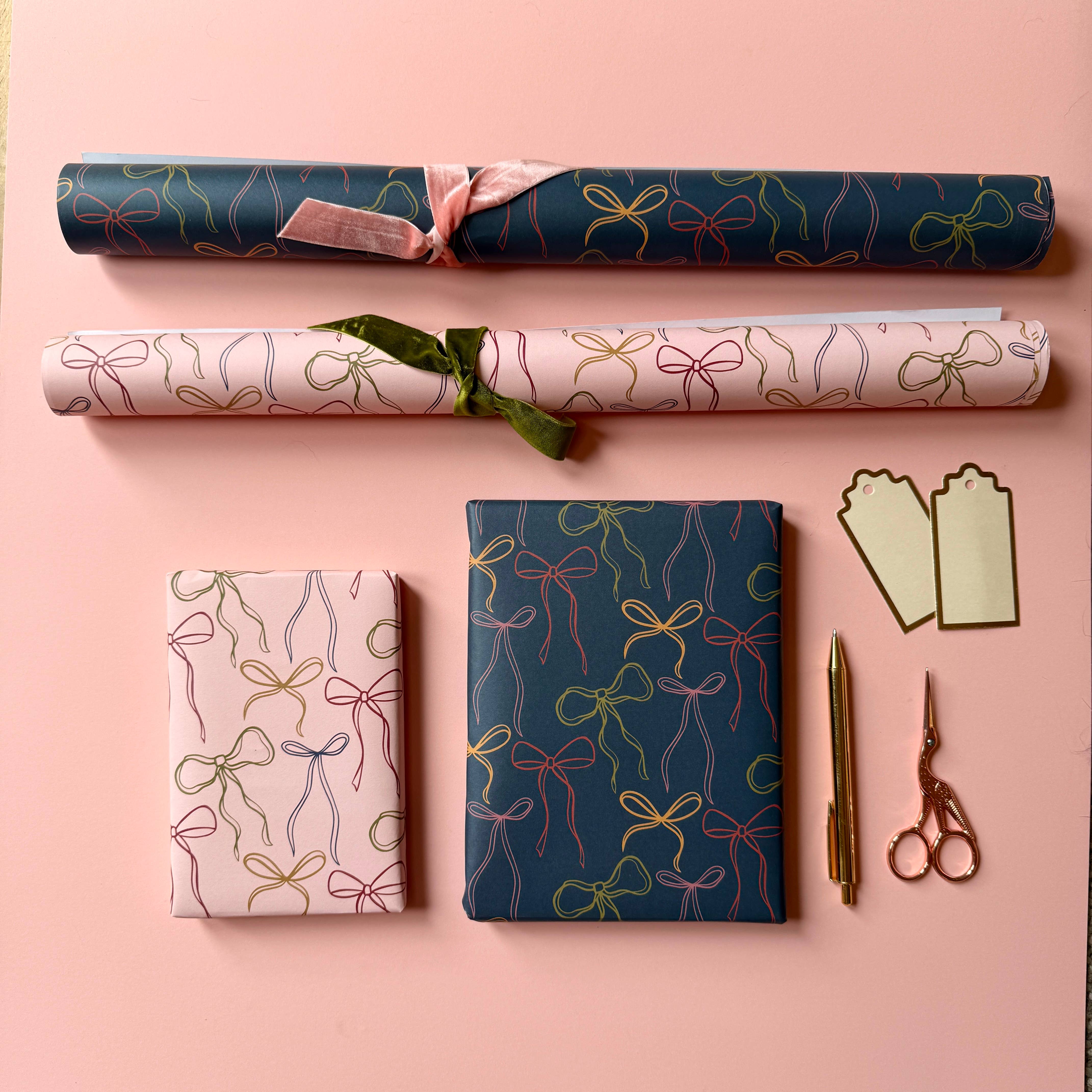 Heather Alstead Design Ltd – wholesale Flat wrap – Luxury Bow Pattern Wrapping Paper 2