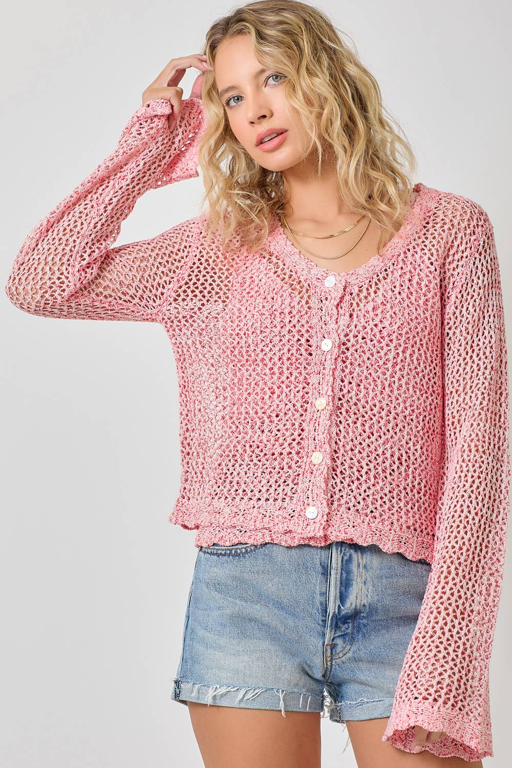 Mystree - Wholesale Cardigan - Women's - 61100 Crochet Style Knit Cardigan 22