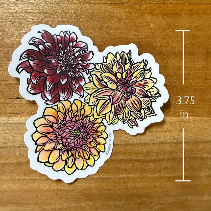 Dahlias STICKER voor wholesale door Lynn-oleum