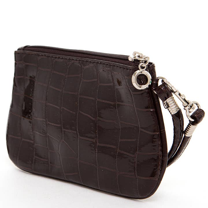 AMPERE CREATIONS - Wholesale Wristlet - Brighton Vegan Leather Inspired Croco Imitation Wristlet Bag5