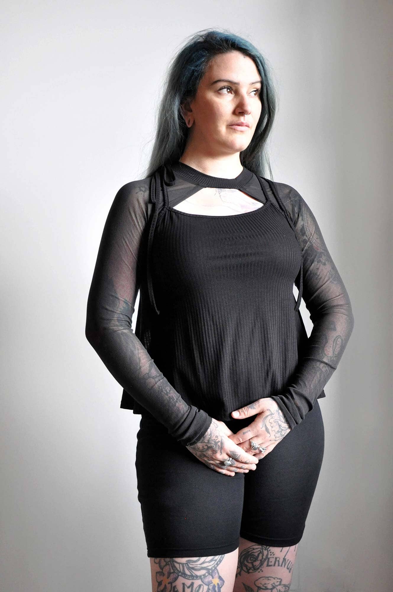 BLACK Mesh Ayla Shrug for wholesale on Faire1