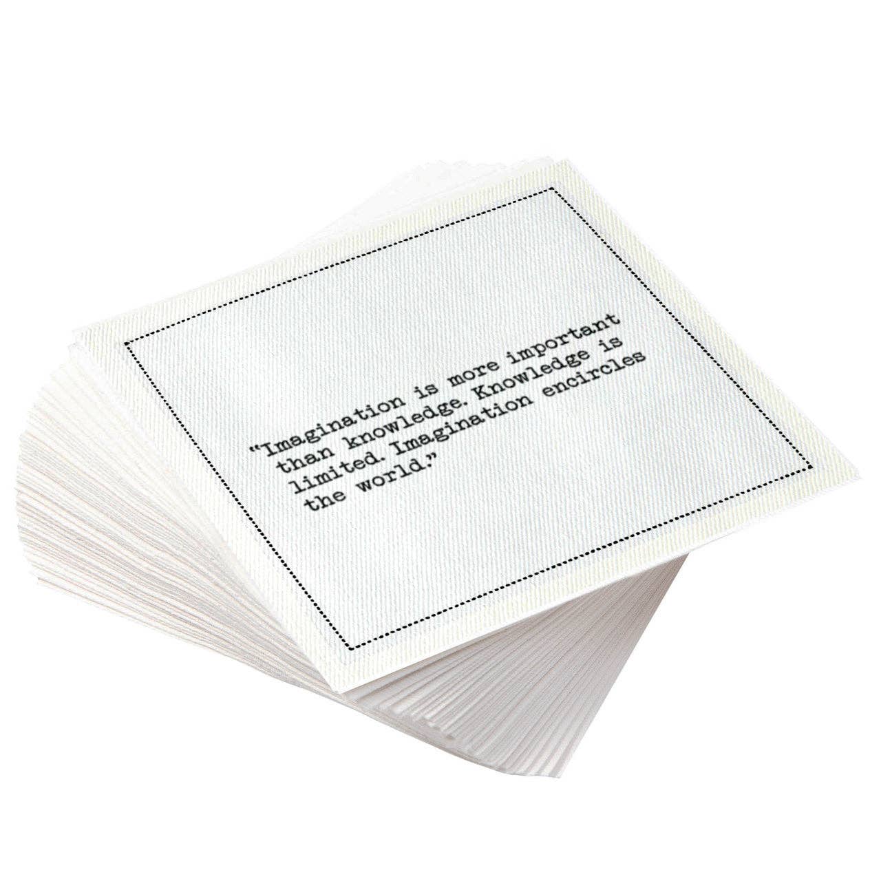 Five Star Napkins Inc. - Wholesale Disposable Napkin - Einstein Quotes - White Cotton Cocktail Napkins x 503