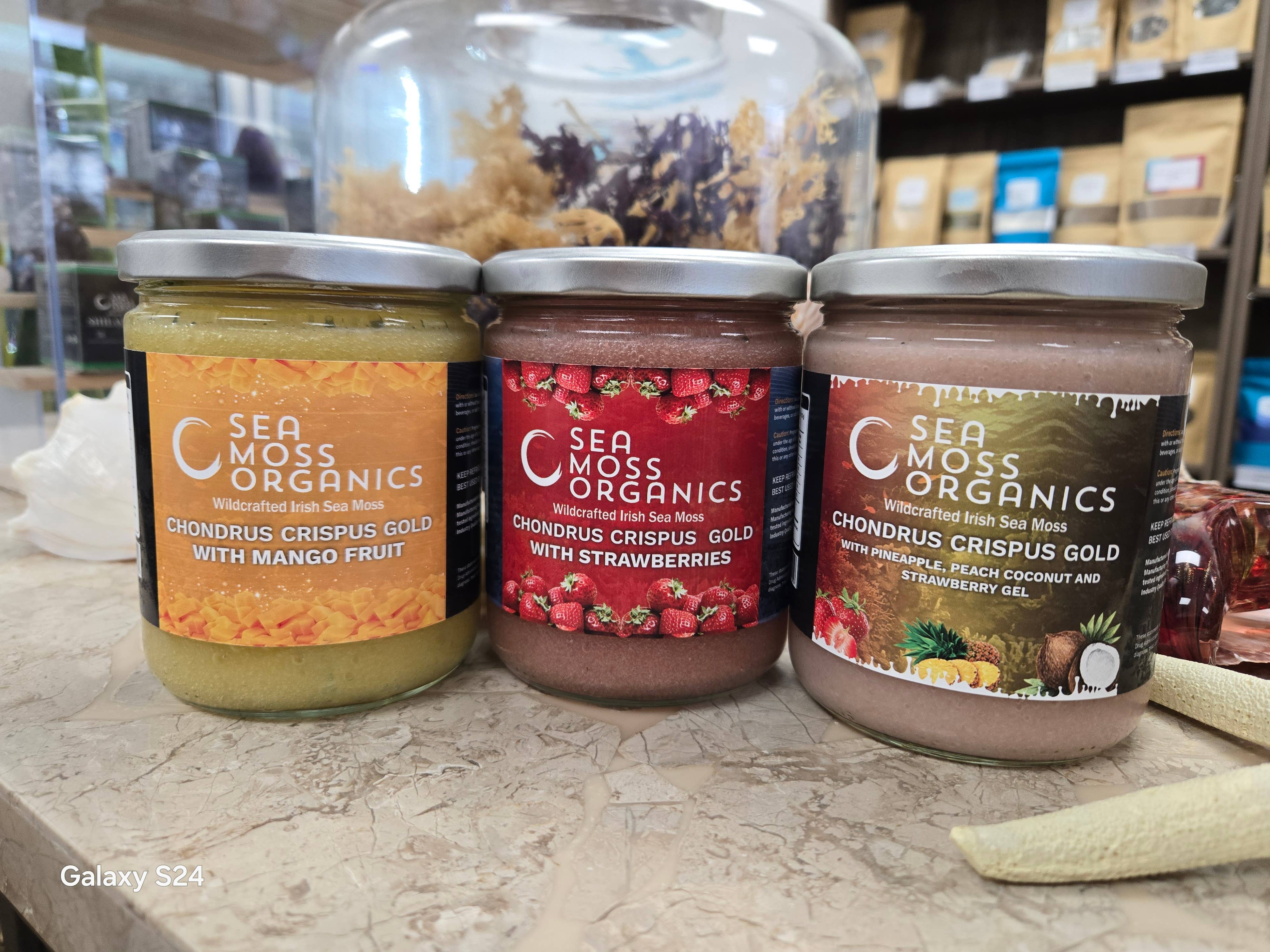 Sea Moss Organics LLC - Wholesale Oral Supplement/Vitamin - Sea Moss Gel and Strawberries (Chondrus Crispus) – 16 oz1