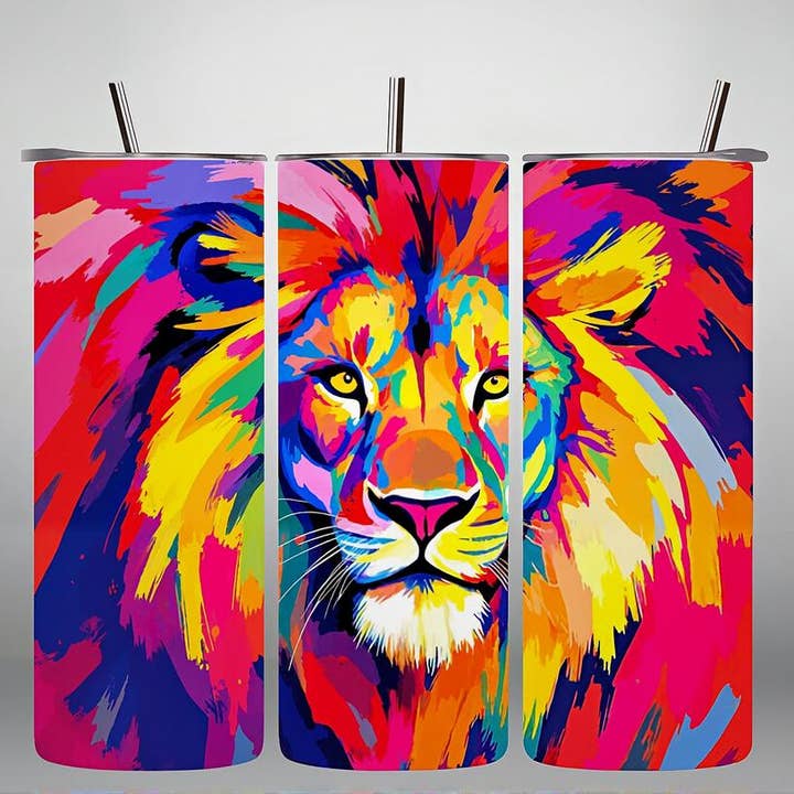 Alpha Wholesale - Wholesale Insulated Mug/Tumbler - Alpha Printing 20oz Stainless Steel Tumblers-colorful lion5
