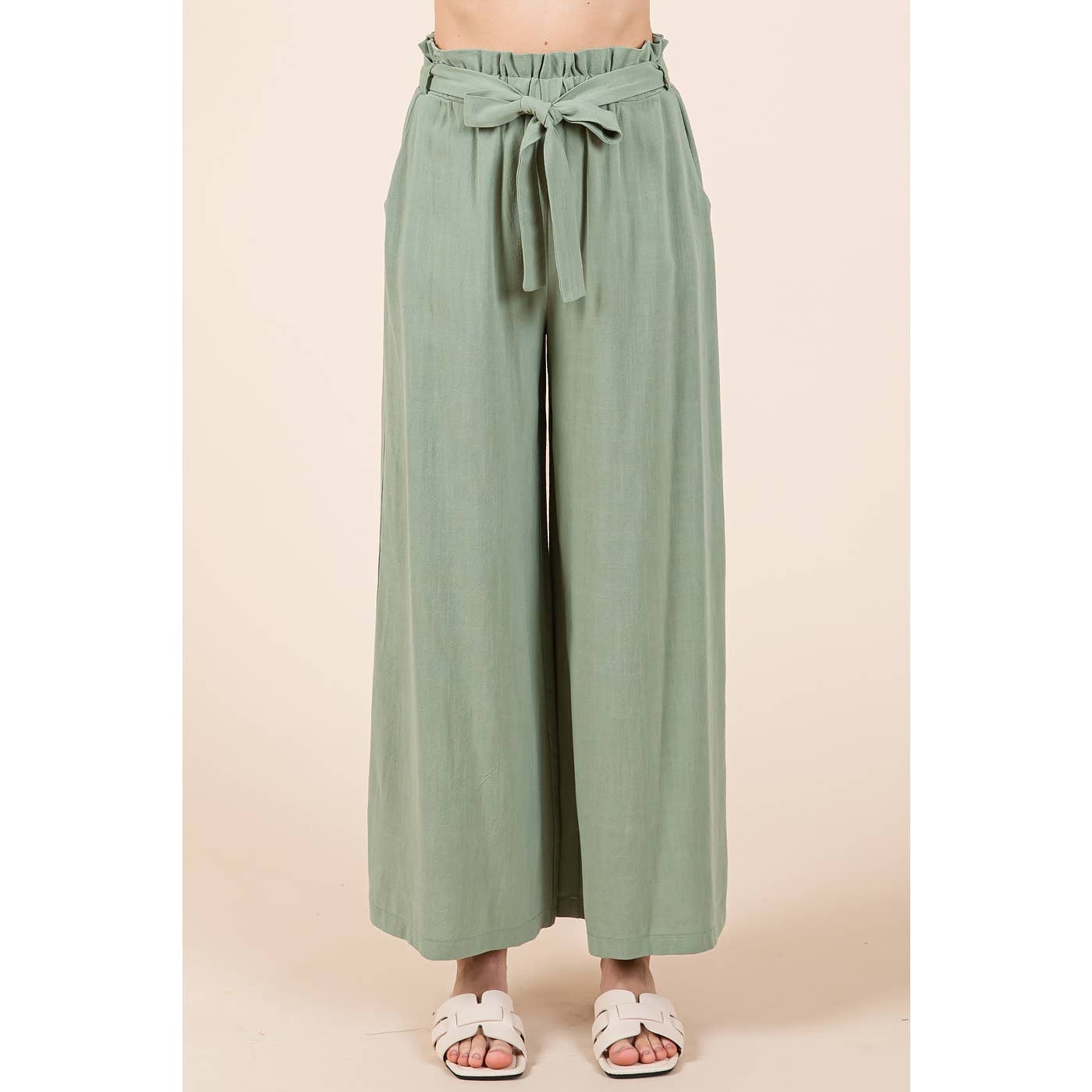 mittoshop - Wholesale Pants - Women's - PAPER BAG TIE DETAIL WIDE LEG PANTS6