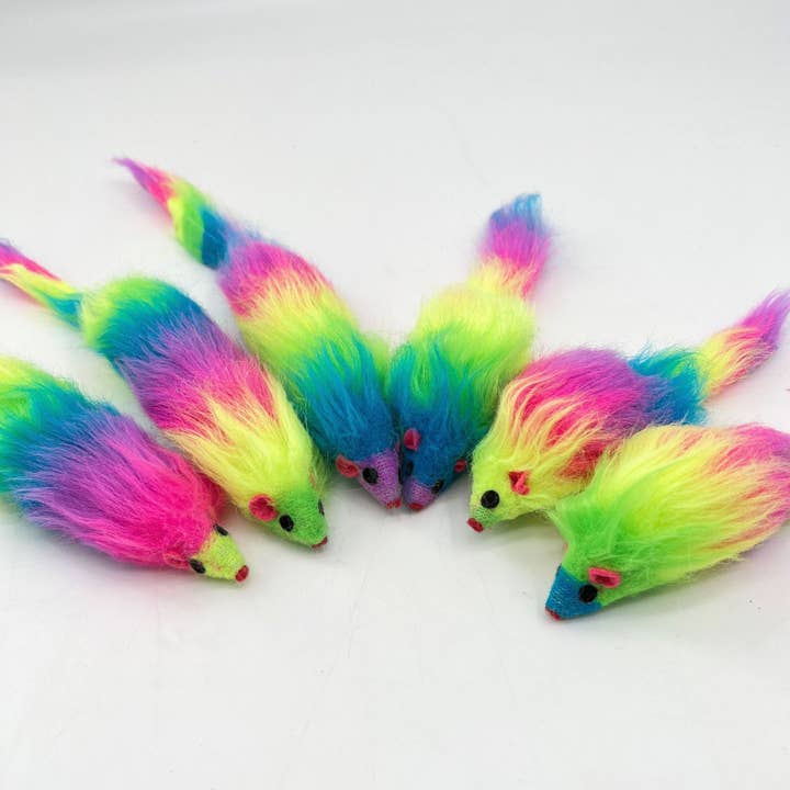 Cheerhunting - Wholesale Pet Toy - Cat/Dog - Moo - Rainbow Furry Mouse Toy2