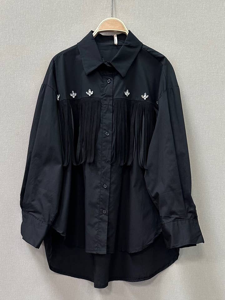 SWEET MAGIC MODA Y COMPLEMENTOS - Wholesale Button Down Shirt - Women's - COTTON FRINGE SHIRT