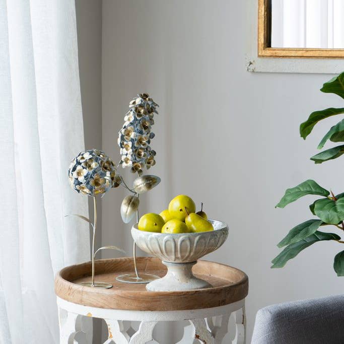 A&B Home Group Inc. – wholesale Decorative tabletop object – 5x5x14" Gold Iron Hydrangea Statue on Round Base 4EA/CTN3