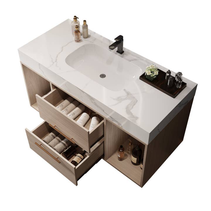 39F Inc. - Wholesale Cabinet - 39.4" Floating Bathroom Vanity w/Ceramic Sink 7