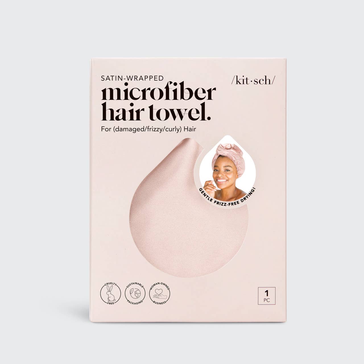 KITSCH - Vendita all'ingrosso Asciugamani/turbanti per capelli - Asciugamano per capelli avvolto in satin - Rosa cipria4