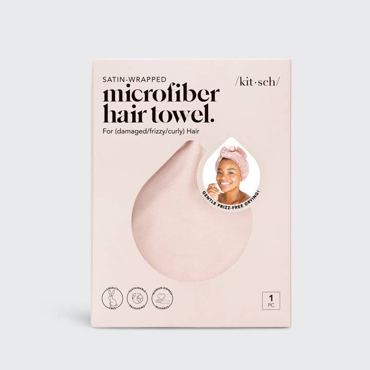 KITSCH - Vendita all'ingrosso Asciugamani/turbanti per capelli - Asciugamano per capelli avvolto in satin - Rosa cipria4