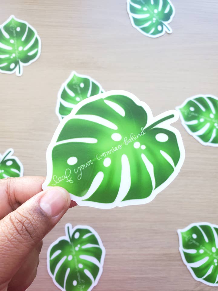 Klar Monstera Blad Klistermærke (7,6 x 7,1 cm) for engroshandel hos Turiberry