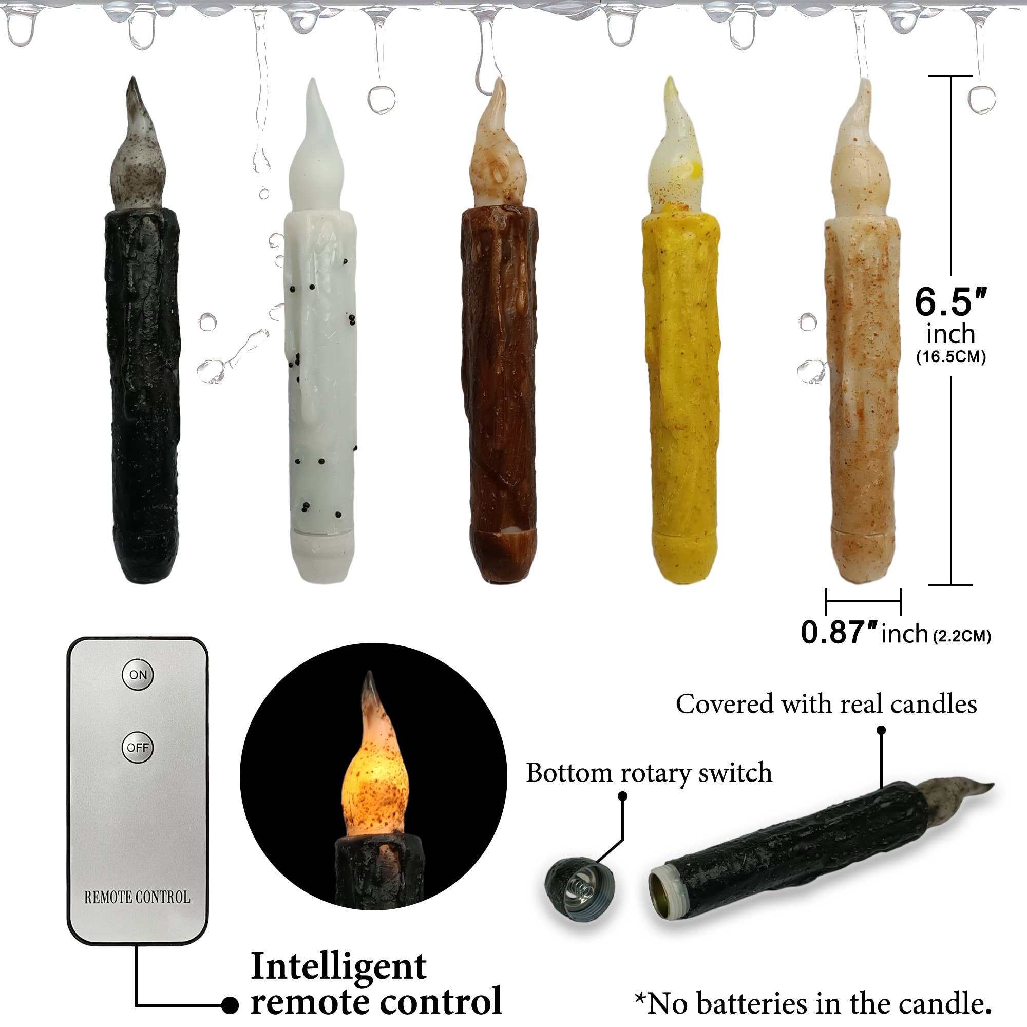Candles Meta - Wholesale Tapered candle/candlestick - 6-Pack Real Wax Coated LED Taper Candles5
