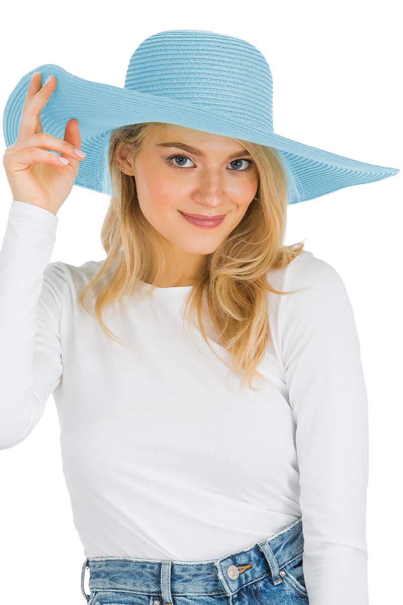 Cap Zone - Venta al por mayor Sombrero de paja - Mujer - Sombrero de sol de paja con tejido apretado, color sólido y ala ancha flexible36