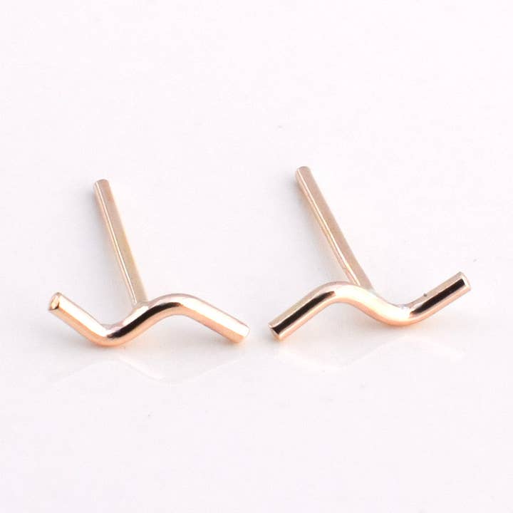 14k Gold Filled Squiggle Stud Earrings for wholesale by Renegade Silver