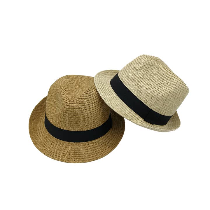 Pack of 4 black ribbon borsalino hats for wholesale by Samba de roda