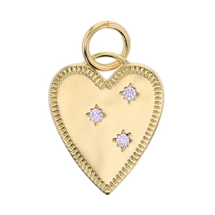 Stor hjerte-charme med cz for engroshandel hos Lotus Jewelry Studio