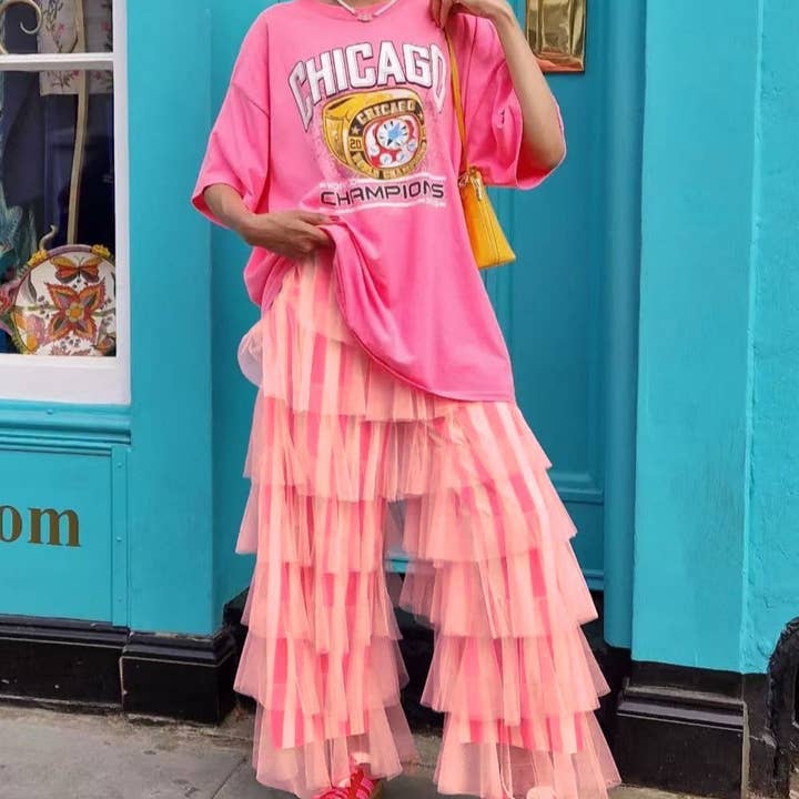 Fashion Vertical Stripes Stitching Layered Mesh Pants and other Purchase Wholesale vertical. Free Returns & Net 60 Terms on Faire trending on Faire.