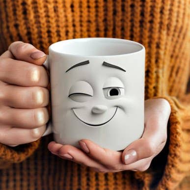 SubliMasterUK – wholesale Coffee mug – Winking Cartoon Face 3D Mug7